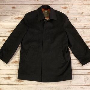 Men’s Laxdn Black Travel Button Down Trench Pea Coat 52/XL